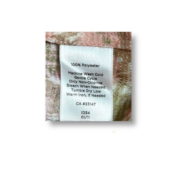 Talbots Petite PS Pink Satin Top NWT Abstract Ruffle Neck Short Sleeve Blouse - Picture 7 of 7